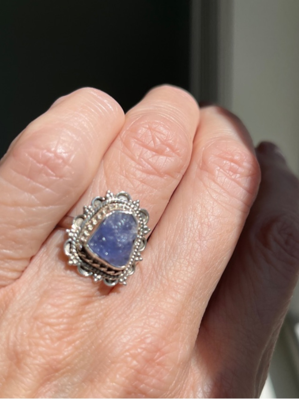 Sterling Silver Raw Tanzanite Stone Ring - Picture 3 of 5